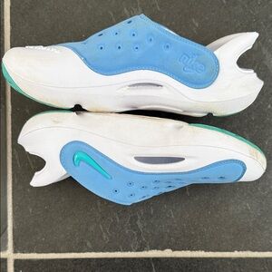 Nike Aqua Swoosh Kids Blue and White Slip-On Sandals